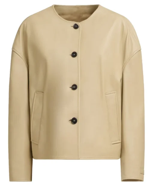 Molly Novak TV-Series Loot S03 Maya Rudolph CreamTan Leather Jacket