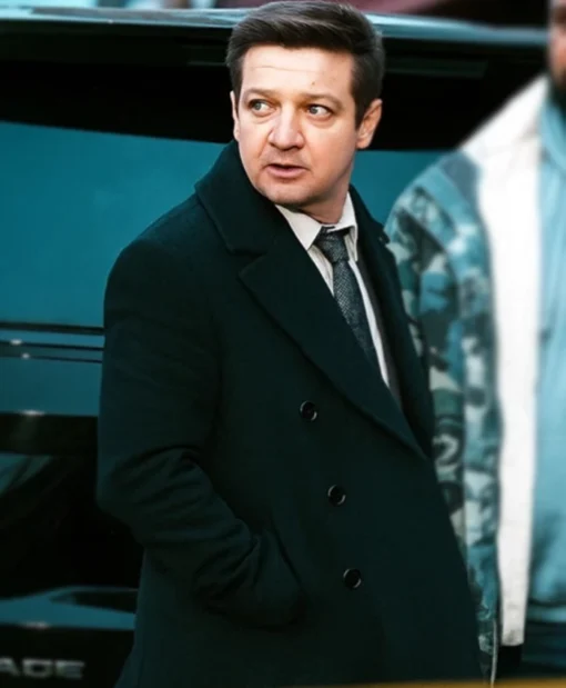 Jeremy Renner TV Series Mayor Of Kingstown 2025 Mike McLusky Black Wool Coat
