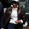First Lady Melania Trump Brown Leather Jacket