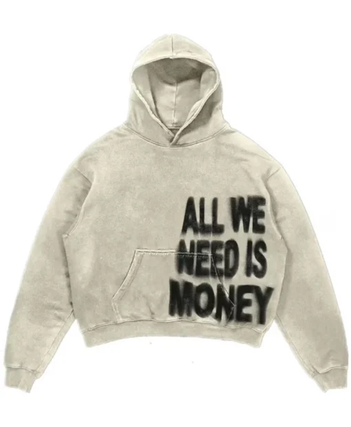 All We Need is Money Beige Hoodie