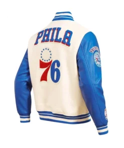 Philadelphia 76ers Cream Retro Classic Varsity Jacket