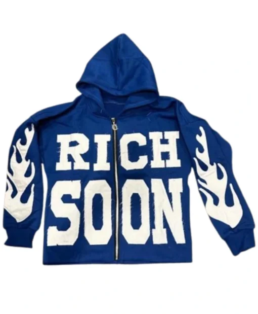 Rich Soon Unisex Zip-Up Blue Hoodie