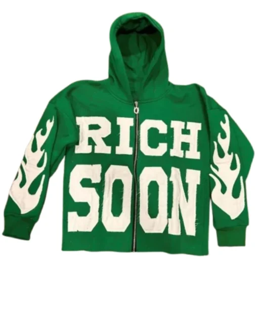 Rich Soon Unisex Zip-Up Green Hoodie