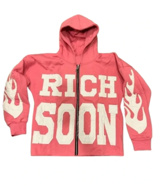 Rich Soon Unisex Zip-Up Pink Hoodie