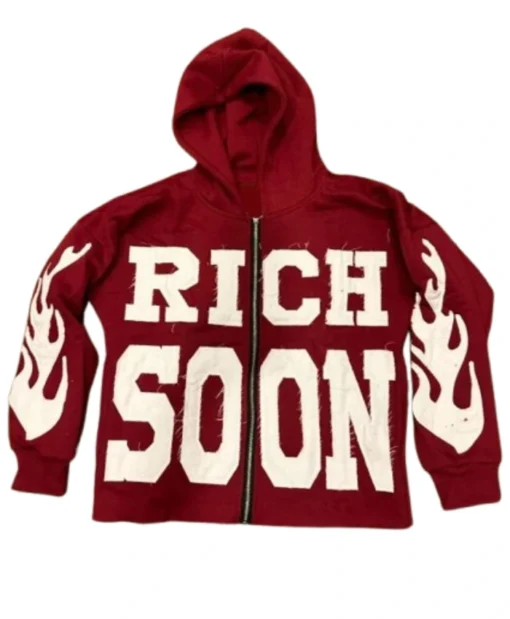 Rich Soon Unisex Zip-Up Red Hoodie
