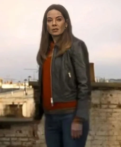 Michelle Monaghan Film The Family Plan 2 2025 Jessica Morgan Black Leather Jacket