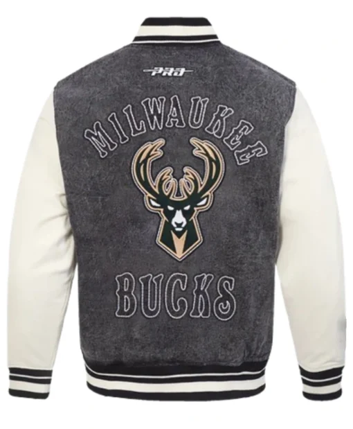 NBA Milwaukee Bucks Rebel Athletics Denim Varsity Jacket