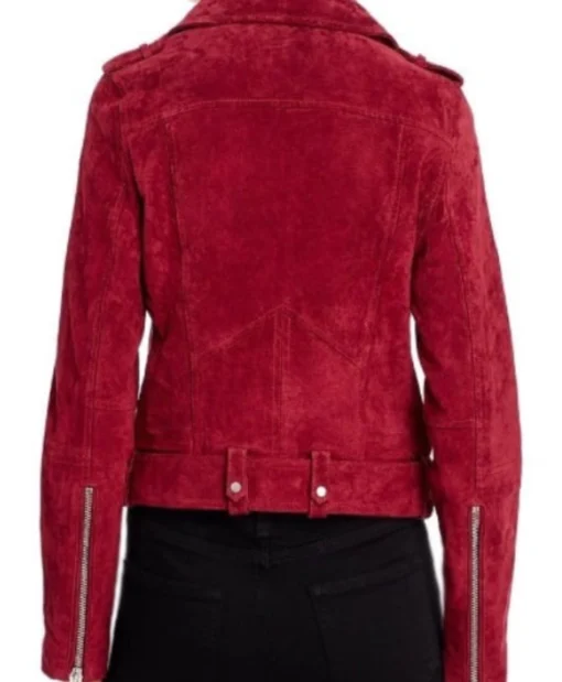 Murder in a Small Town Season 2 Red Suede Leather Biker Jacket