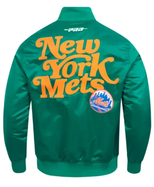 New York Mets Souvenir Full-Snap Green Satin Jacket