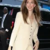 Allison Williams New York City 2025 Beige V-Neck Blazer
