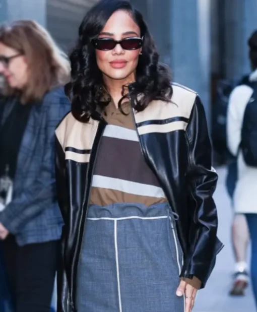 Tessa Thompson New York City 2025 Leather Jacket