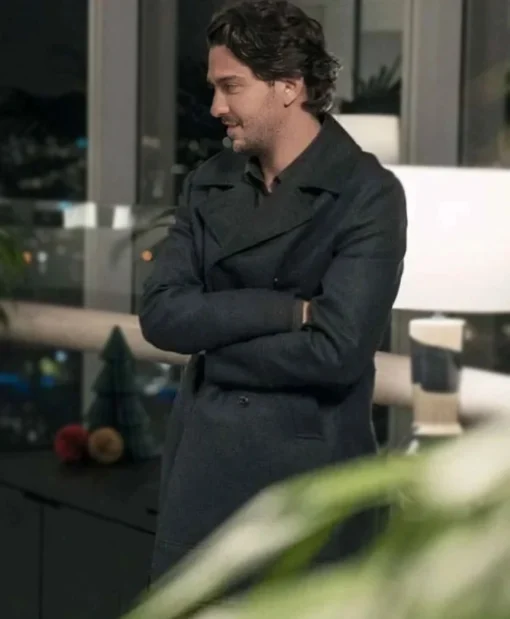 Play Dirty Movie 2025 Nat Wolff Kincaid Black Wool Coat