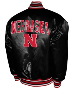 Franchise Club Nebraska Huskers Black Full-Snap Satin Varsity Jacket