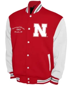 Nebraska Huskers Scarlet and White Varsity Jacket