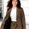 Aubrey Plaza NYC 2025 Brown Blazer