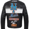 Shop New York Mets Moto Leather Black Jacket in Sale