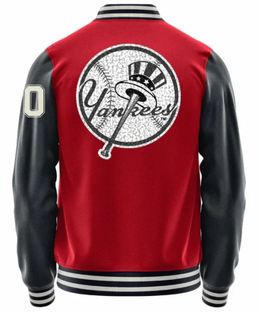 New York Yankees Authentic Team Red and Black Varsity Letter Jacket - Unisex