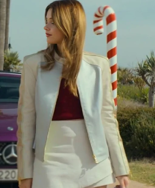 Nicole Wallace Our Fault 2025 Beige Leather Jacket