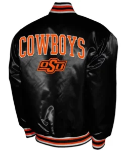 Franchise Club Oklahoma State Cowboys Varsity Black Full-Snap Satin Jacket