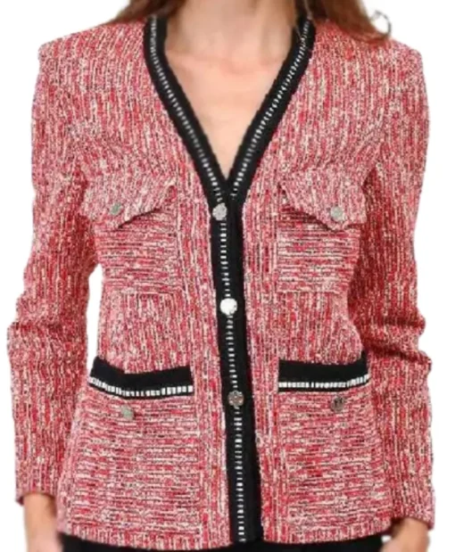 Olivia Attwood Celebrity Catchphrase S10 Tweed Red Jacket