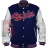 Order Montreal Expos Blue and White WoolLeather Varsity Jacket