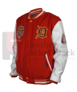 Detroit Tigers American League OrangeOff Full-Zip WoolLeather Varsity Jacket