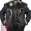 Frank Sheepskin Chinchilla Collar Jacket For Men and Women in Black