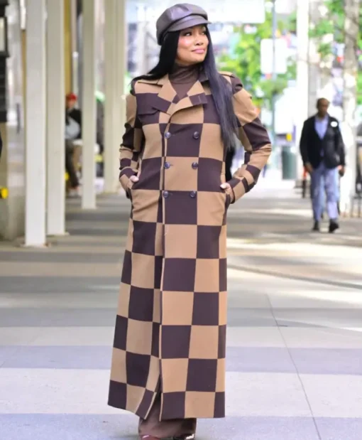 Garcelle Beauvais PIX11 Studio 2025 Color-Box Long Trench Coat