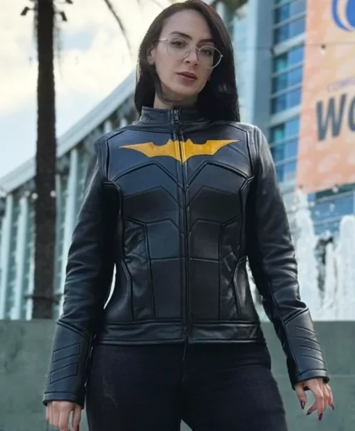 Batman Paper Moon Batgirl Black Leather Jacket