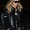 Shop Cara Delevingne Paris Fashion Week 2025 Black Leather Jacket