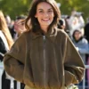 Emma Mackey PFW 2025 Brown Jacket