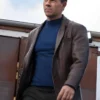 Mark Wahlberg Play Dirty 2025 Brown Leather Blazer