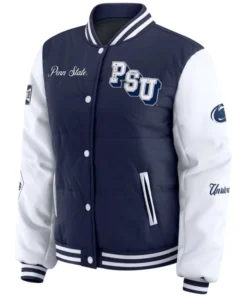 Penn State Nittany Lions Navy and White Full-Snap Puffer Jacket