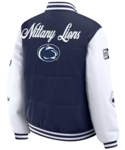 Penn State Nittany Lions Full-Snap Navy and White Varsity Puffer Jacket