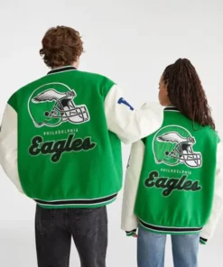 Buy Aeropostale Philadelphia Eagles Green and White Bomber Jacket