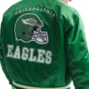 Full-Snap Philadelphia Eagles Varsity Satin Bomber Green Jacket