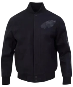 Philadelphia Eagles Washed Vanguard All Black Wool Letterman Jacket