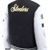 Pittsburgh Steelers WEAR by Erin Andrews Black and White Full-Snap Varsity Puffer Jacket