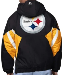 Breakaway Crinkle Popover Line Up Pittsburgh Steelers Half-Zip Black Hooded Jacket