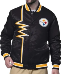Shock Wave Pittsburgh Steelers Full-Snap Black Satin Jacket