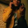 Rhea Seehorn TV Series Pluribus 2025 Yellow Leather Jacket