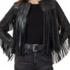 The Voice Season 28 Reba McEntire Fringe Black Leather Jacket