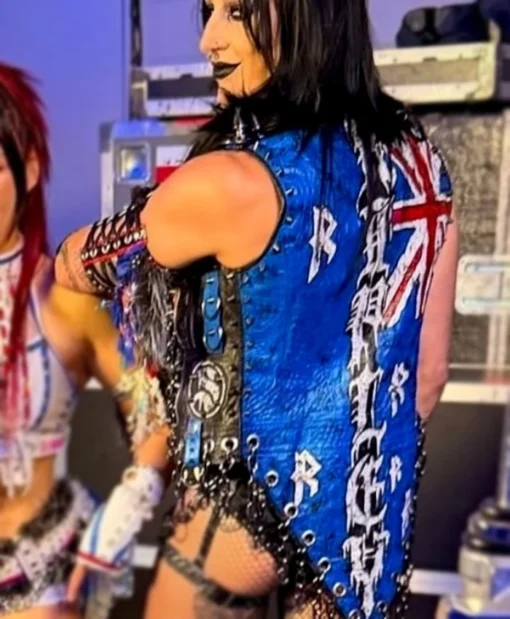Rhea Ripley Crown Jewel Leather Black Vest