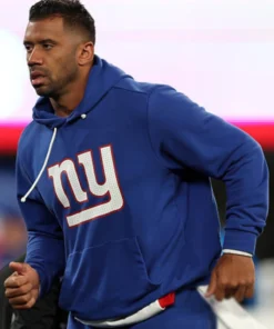New York Giants Russell Wilson Blue Hoodie