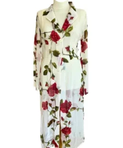 Tv Show Saturday Night Live Sabrina Carpenter Floral Printed Coat - White