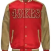 San Francisco 49ers Full-Snap Scarlet and Gold Varsity Satin Jacket