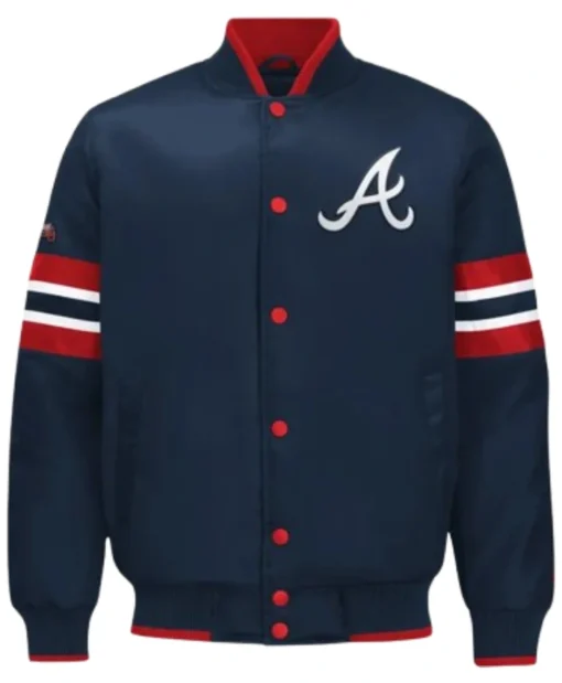 Atlanta Braves Scout I Full-Snap Navy Satin Jacket