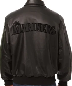 Seattle Mariners Button-Up Black Leather Jacket