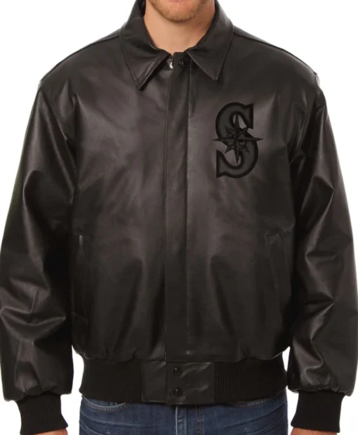 Seattle Mariners Black Leather Jacket