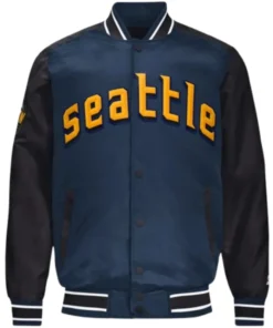 Seattle Mariners Navy Satin Varsity Jacket
